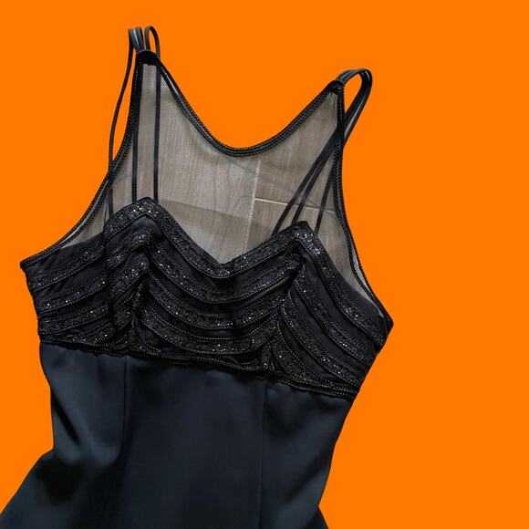 90's vintage black mesh high neck glittery formal mini dress Size 7 - Picture 3 of 6